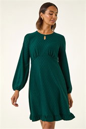 Textured Spot Keyhole Dress