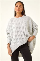 Petite Contrast Cable Knit Oversized Jumper
