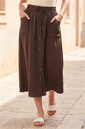 Air Flow Button Front Tie Midi Skirt
