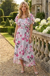 Floral Frill Belted Wrap Dress