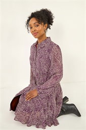 Petite Abstract Spot Godet Dress