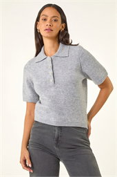Dusk Embellished Knit Collared Top