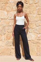 Linen Blend Wide Leg Trousers