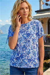 Floral Printed Tie Sleeve Top