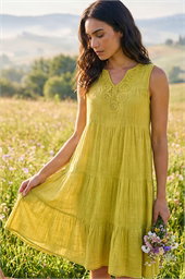 Cotton Trim Detail Smock Dress