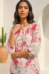 Floral Tie Front Top