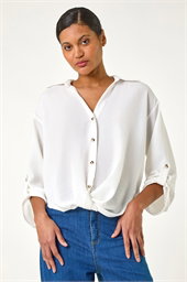 Twist Hem V-Neck Shirt