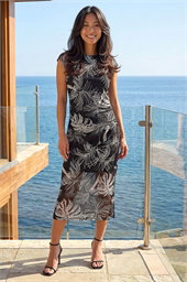 Petite Abstract Print Gathered Stretch Dress