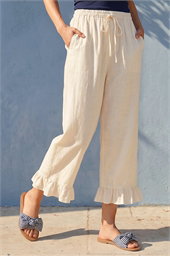 Petite Cropped Frill Hem Trouser