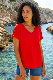 Cold Shoulder Button Top