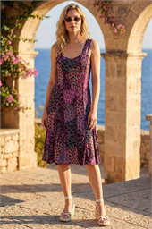 Peacock Print Panel Dress