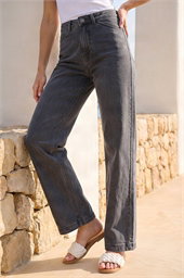 Cotton Blend Wide Leg Stretch Jeans