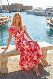 Floral Tiered Tie Waist Dress