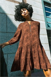 Spot Print Zip Front Dress