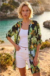 Floral Longline Button Up Blouse
