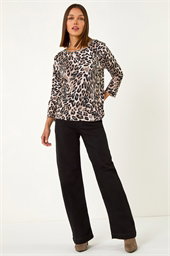 Animal Print Sparkly Neck Jumper