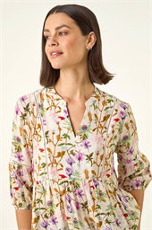 Floral Print Notch Neck Top