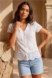 Cotton Embroidered Crinkle Blouse
