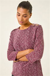 Textured Button Shoulder Top
