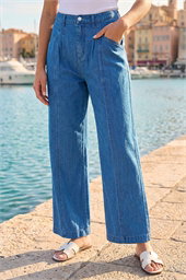 Petite Stitch Pocket Wide Leg Jeans