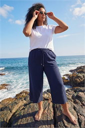 Curve Linen Blend Cropped Trousers