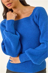 Dusk Ribbed Blouson Knit Jumper