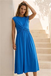 Crossover Front Stretch Midi Dress