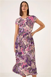 Paisley Print Stretch Midi Dress