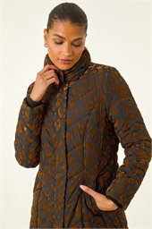 Animal Flock Detail Padded Coat