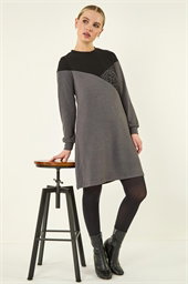 Petite Stretch Animal Colour Block Dress