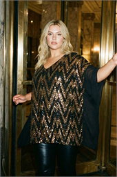 Curve Zig Zag Sequin Overlay Top