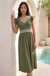 Petite Crochet Trim Midi Dress