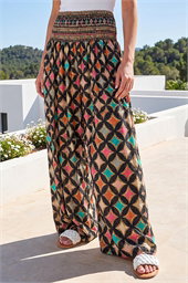 Geo Diamond Print Palazzo Trouser