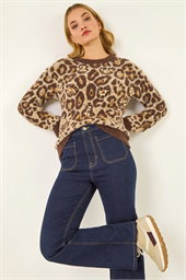 Dusk Embellished Animal Print Knit Jumper