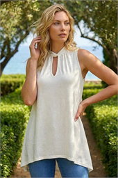 Foil Rose Twist Neck Top