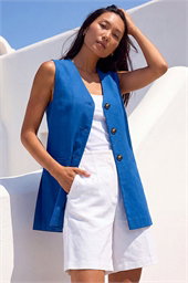 Longline Button Waistcoat Jacket
