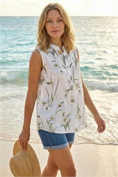 Daisy Print V-Neck Vest