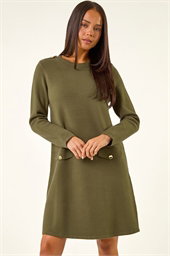 Petite Buttoned Knit Dress