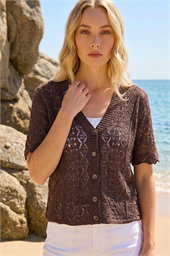 Stitch Detail V-Neck Knit Cardigan