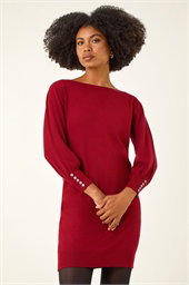Button Detail Knitted Jumper Dress