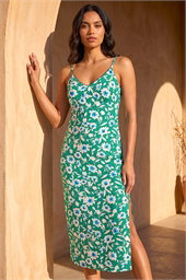 Floral Strappy Stretch Midi Dress