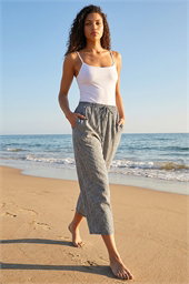 Petite Gingham Stretch Cropped Trouser