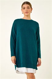 Mock Shirt Knitted Dress