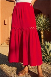 Dusk Scallop Trim Midi Skirt