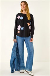 Floral Embroidery Knit Jumper