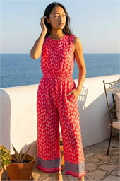 Petite Printed Cropped Jumpsuit