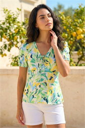 Dusk Floral Motif Tie Top