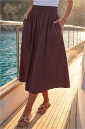 Dusk Cotton Poplin Midi Skirt