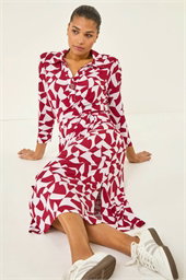 Abstract Geometric Shirt Dress