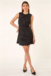 Textured Trim Detail Stretch Dress 